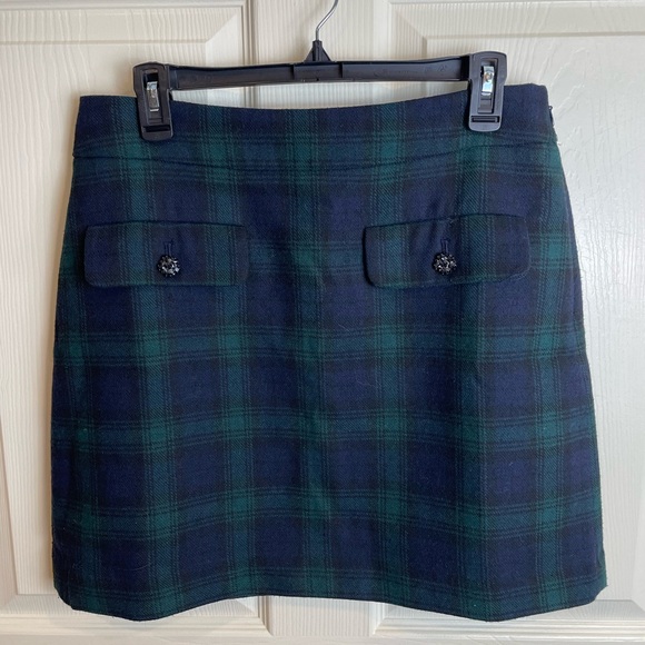 Loft black watch Plaid Green and Black Women's Skirt 8 - Picture 2 of 13